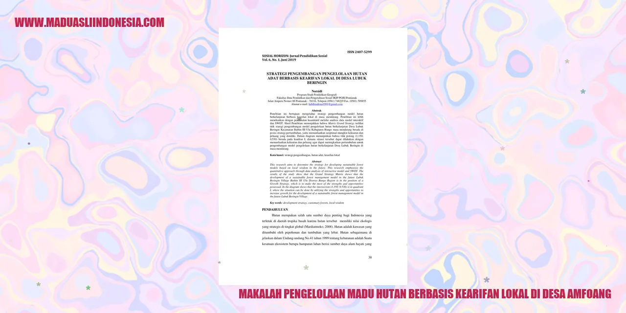 Gambar 1: Madu Hutan Desa Amfoang